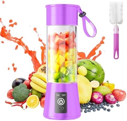 Minibatidora portátil para batidos y licuados - Batidora personal recargable mejorada de 380 ml, vaso libre de BPA y 20 000 rpm, ideal para preparar zumos frescos para deportistas o para la oficina.
