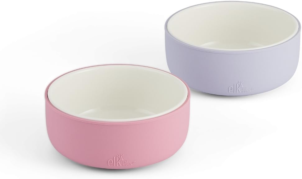Cuencos de Porcelana Elk and Friends con Fundas de Silicona para Bebés y Niños | Paquete de 2