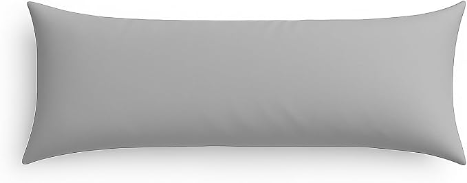 COTTON STICH® Funda de almohada corporal de 20 x 48 pulgadas, color gris plateado, 600 hilos, 100% algodón egipcio, cierre de cremallera, suave, transpirable, calidad de hotel