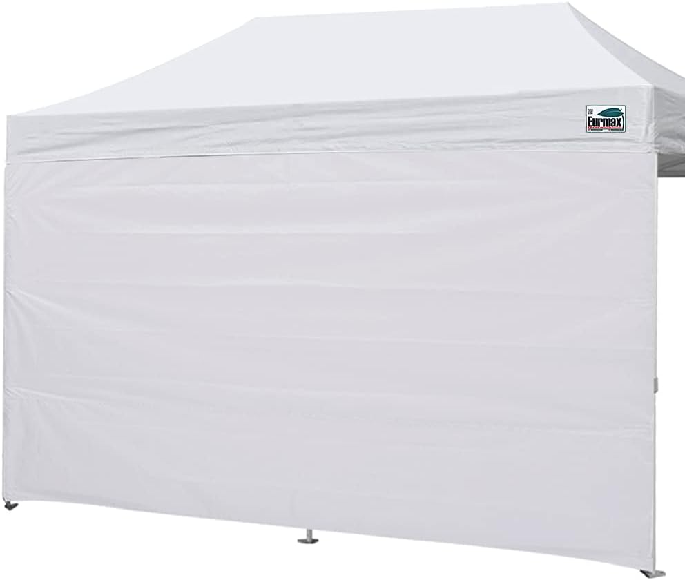 Toldo Plegable Eurmax USA 10x20 Pies | Protección UV Bloqueo Solar y Viento | Pared Lateral Resistente al Agua | Velcro | Cenadores Patas Rectas 20 Pies | Color Blanco | 1 Unidad