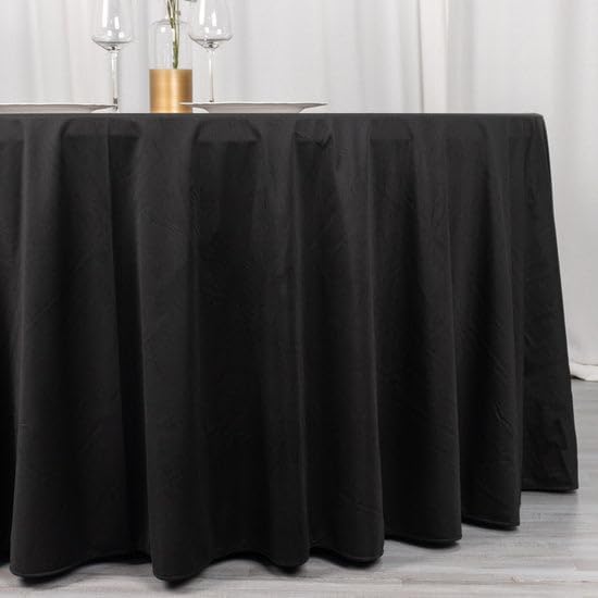 Mantel Redondo Tableclothsfactory 120 Pulgadas | Negro | Poliéster Sin Arrugas y Sin Costuras