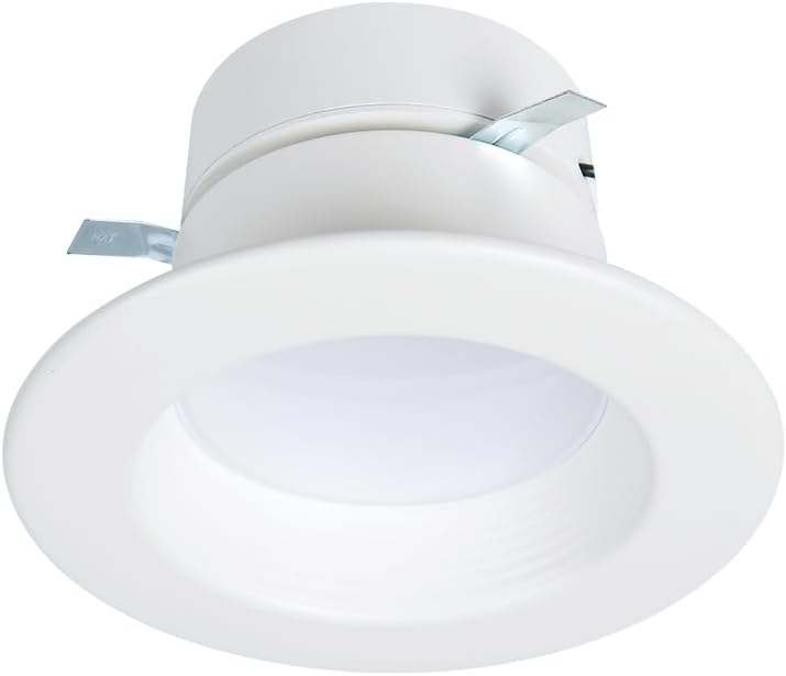 Lámpara empotrable LED HALO RL de 4 pulgadas, compatible con retrofit, temperatura de color seleccionable (2700K, 3000K, 3500K, 4000K, 5000K), regulable (atenuación a cálida), 600/900 lúmenes, apta para ambientes húmedos, uso interior y exterior