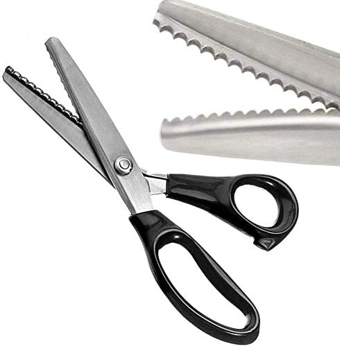 Tijeras profesionales de costura para costura, tijeras profesionales de acero inoxidable para pintar, agarre cómodo, cuchillas dentadas y festoneadas, herramienta decorativa de corte a medida, tela de cuero y papel artesanal