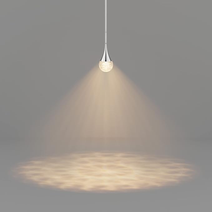 Lámpara Colgante de Cristal LED Klighten 10W 3000K – Araña Moderna de Metal con Altura Ajustable