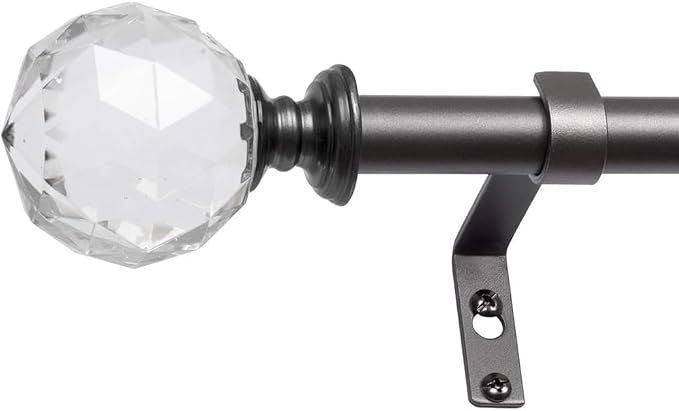 Barra de Cortina 30"-55" Acrílica con Remates de Diamante de Vidrio – Ajustable para Baño, Cocina y Recámara