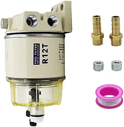 Kit marino separador de agua y combustible R12T 120AT NPT ZG1/4-19, efecto de filtro de 10 micras. Adecuado para motores fueraborda NPT de 3/8 de pulgada. Apto para todo tipo de equipos diésel.