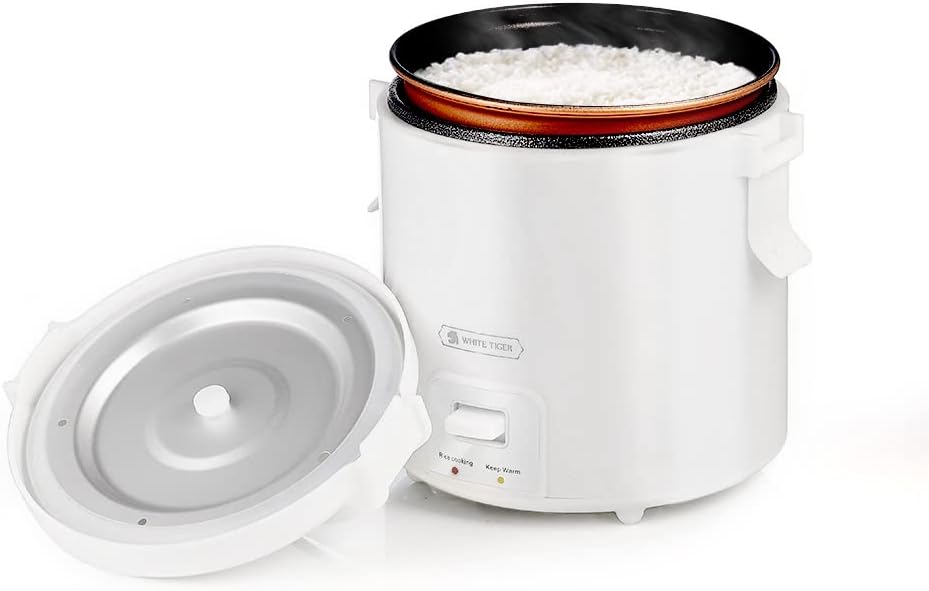 Arrocera Mini WHITE TIGER 1.0L – Cocina en 15 Minutos, Antiadherente, Función Calienta y Mantiene