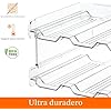 Organizador apilable de botellas de agua para gabinete, soporte de plástico para botellas y vasos de hasta 3.8 pulgadas de diámetro, despensa, encimera y refrigerador, 2 niveles con capacidad
