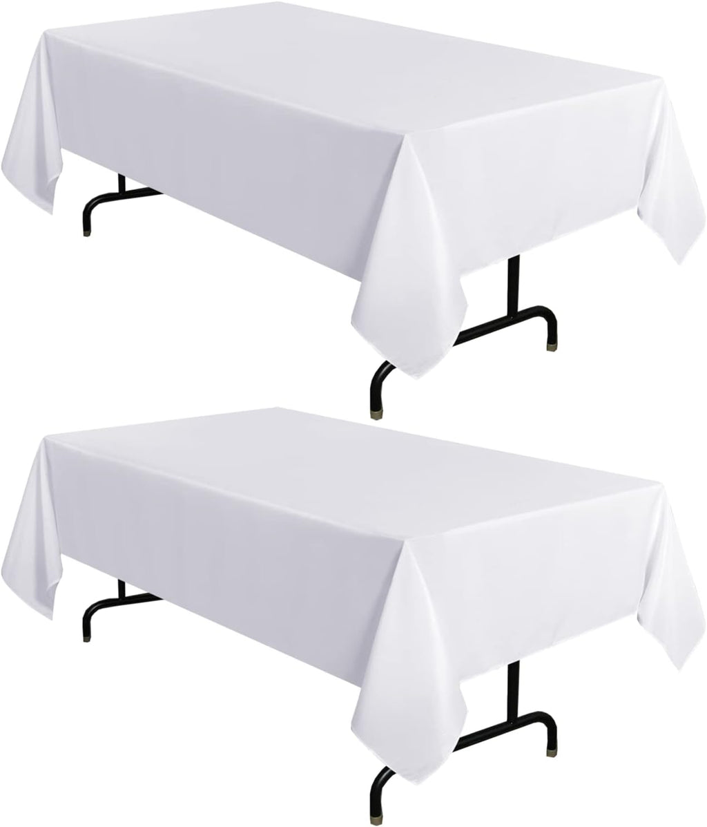 Paquete de 2 manteles rectangulares de poliéster, de 60 x 102 pulgadas y 6 pies, resistentes a las manchas y a las arrugas, lavables, para mesas de comedor, fiestas de bufé y campamento