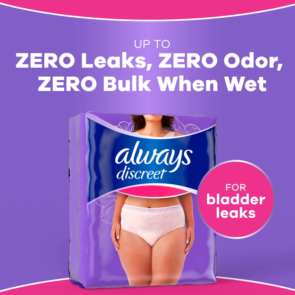 Always Discreet Ropa Interior para Incontinencia Mujer Talla L – 28 Unidades, Protección Máxima hasta 12 Horas, Posparto