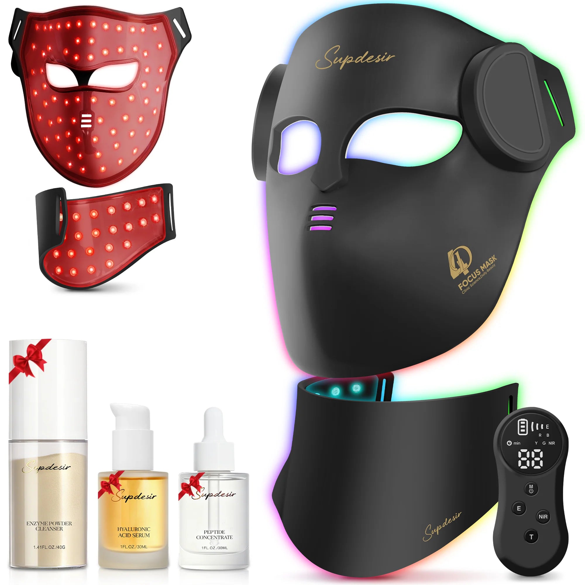 Dispositivo de Fototerapia LED 7 Colores para Rostro y Cuello — Tratamiento de Piel en Casa