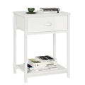 Mesas de Noche Furologee Blancas | Mesa Auxiliar con Cajón de Tela para Espacios Pequeños | 2 Niveles de Almacenamiento para Sala, Recámara y Dormitorio