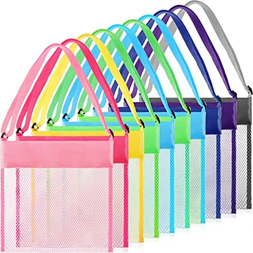 Bolsa de Playa Frienda Paquete 15 Malla, Bolsas de Concha, Bolsa Organizadora de Juguetes para Sostener Juguetes de Playa Niños Mercado Picnic (Estilo Clásico)