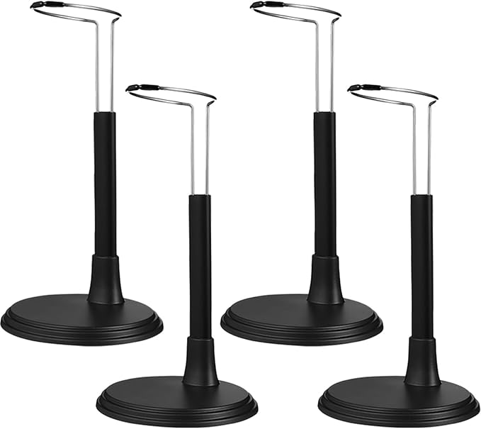 Jarbins 4 piezas de soporte de exhibición de muñecas negras para figuras de acción de 18 pulgadas, soporte vertical reutilizable, accesorio de muebles de casa de muñecas, mediano, blanco