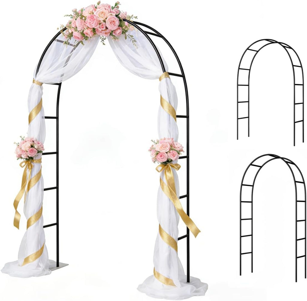 Pérgola metálica Thorise de 2,4 m de alto x 1,4 m de ancho, fácil de armar, 2 tamaños, para diversas plantas trepadoras, arco de jardín para bodas, decoración de fiestas nupciales, pérgola ancha, 1 unidad.