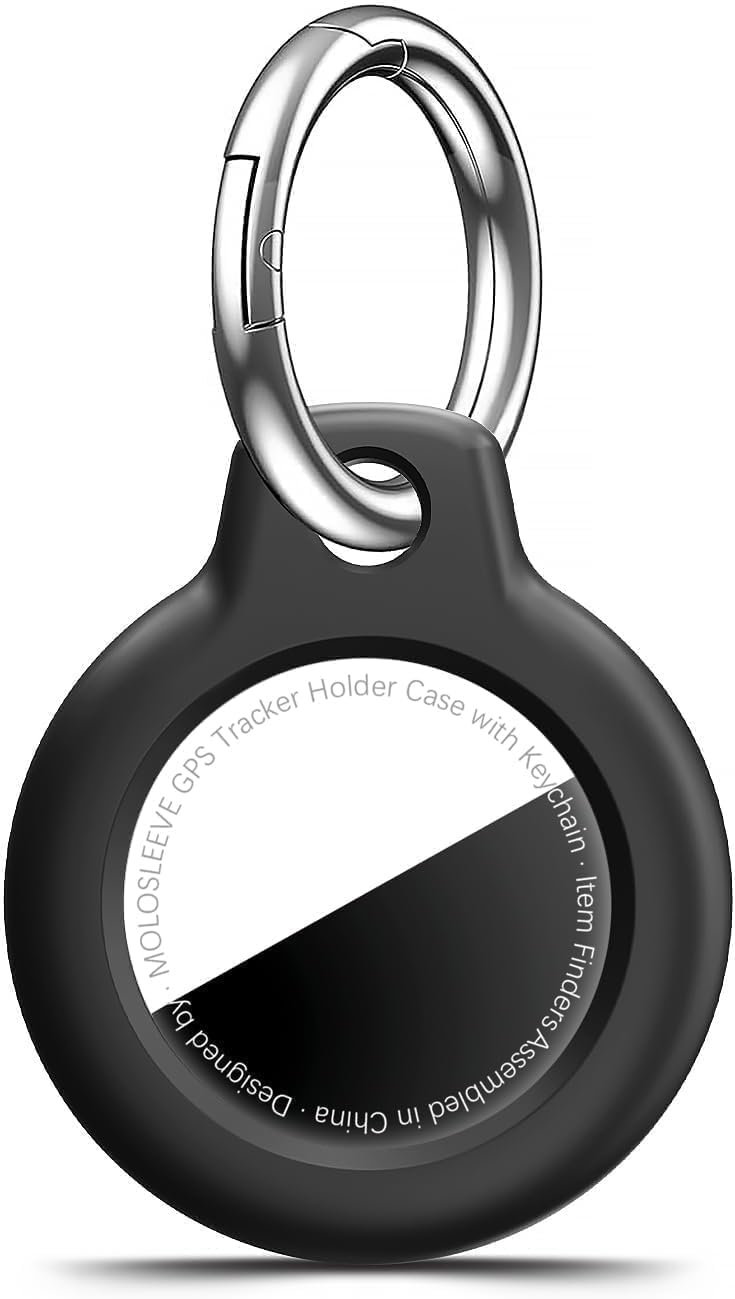 Funda para AirTag MOLOSLEEVE con Llavero — Protectora Antichoque y Antiarañazos | Negro | Pack 1/2/4