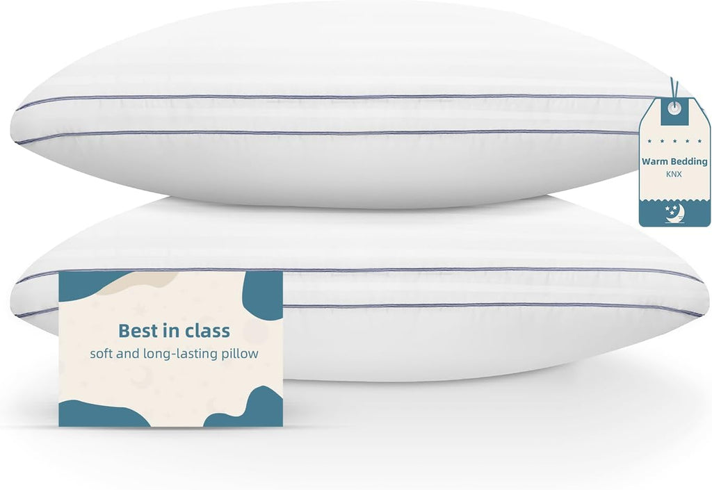 KNX- Soft/Medium Bed Pillows for Side, Back or Stomach Sleepers, 20x36 King Size Set of 2, Luxury Hotel Quality Pillow with Hypoallergenic Down Alternative, Machine Washable (Soft - Med/High Loft)