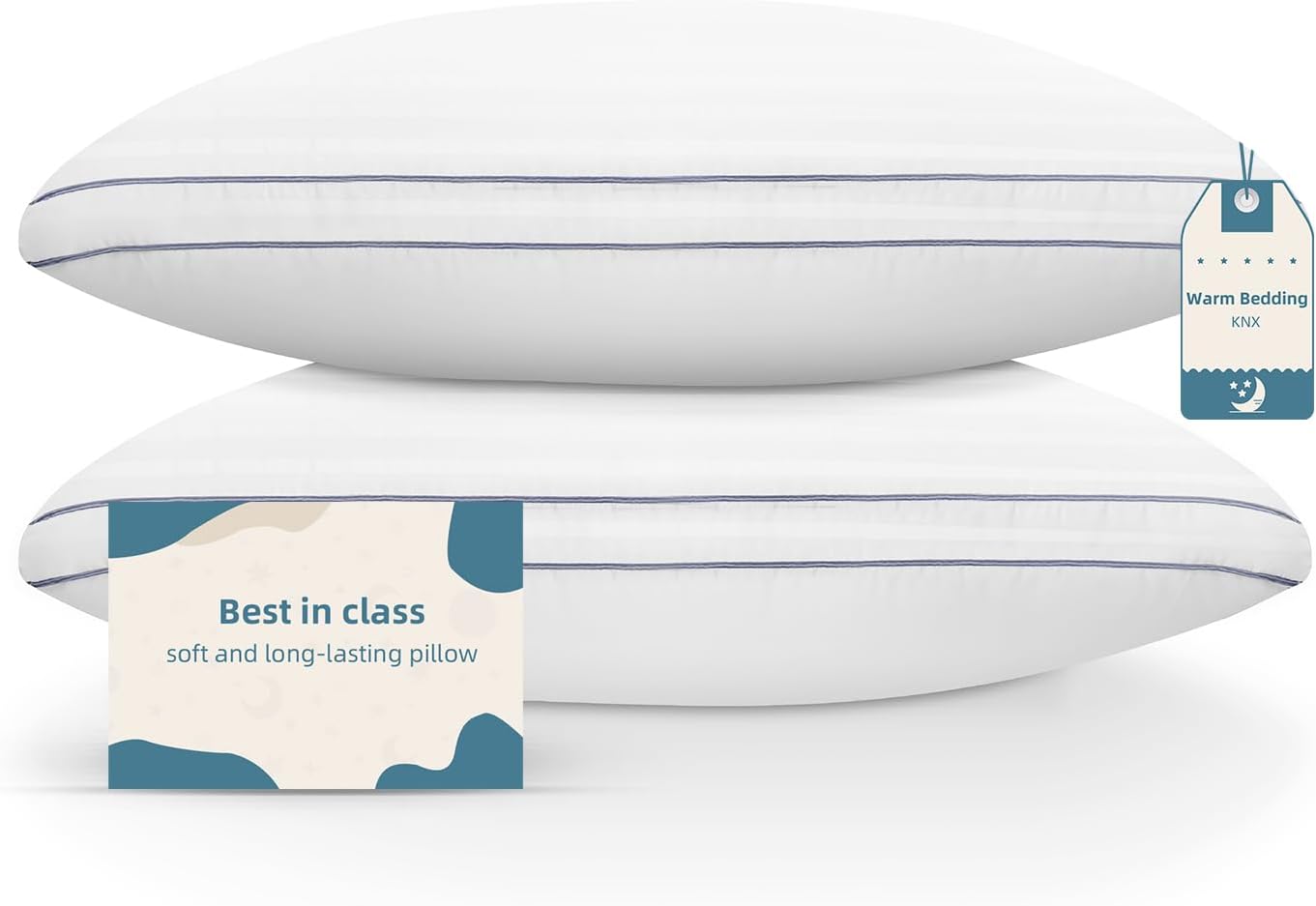 KNX- Soft/Medium Bed Pillows for Side, Back or Stomach Sleepers, 20x36 King Size Set of 2, Luxury Hotel Quality Pillow with Hypoallergenic Down Alternative, Machine Washable (Soft - Med/High Loft)