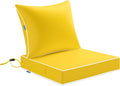 MIULEE Cojin de Asiento Exterior Amarillo 22x22 Pulgadas | Impermeable, Anti-Decoloracion 3 Anos, Asiento Profundo con Amarres