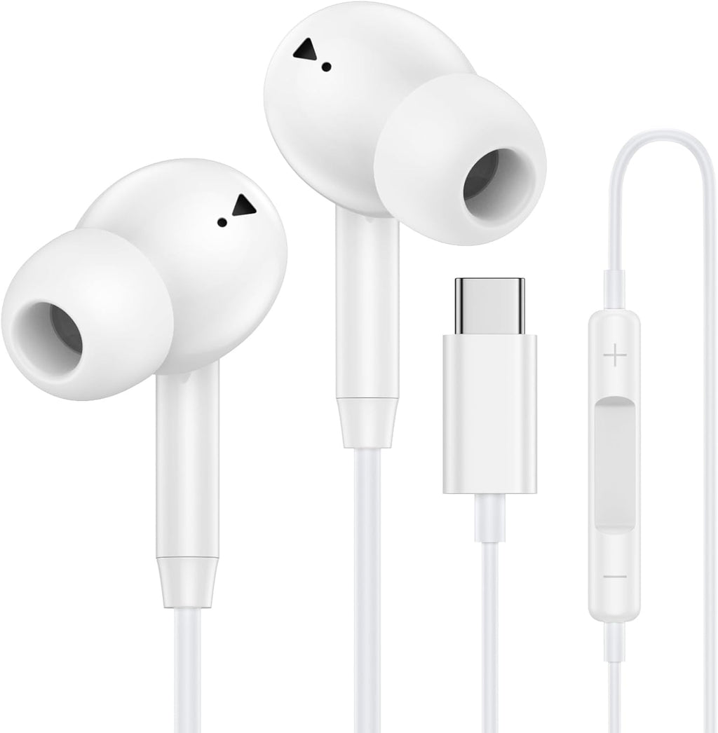 Audífonos USB-C con Cable y Micrófono — Compatible con iPhone 17/16/15 y Samsung | In-Ear Type-C