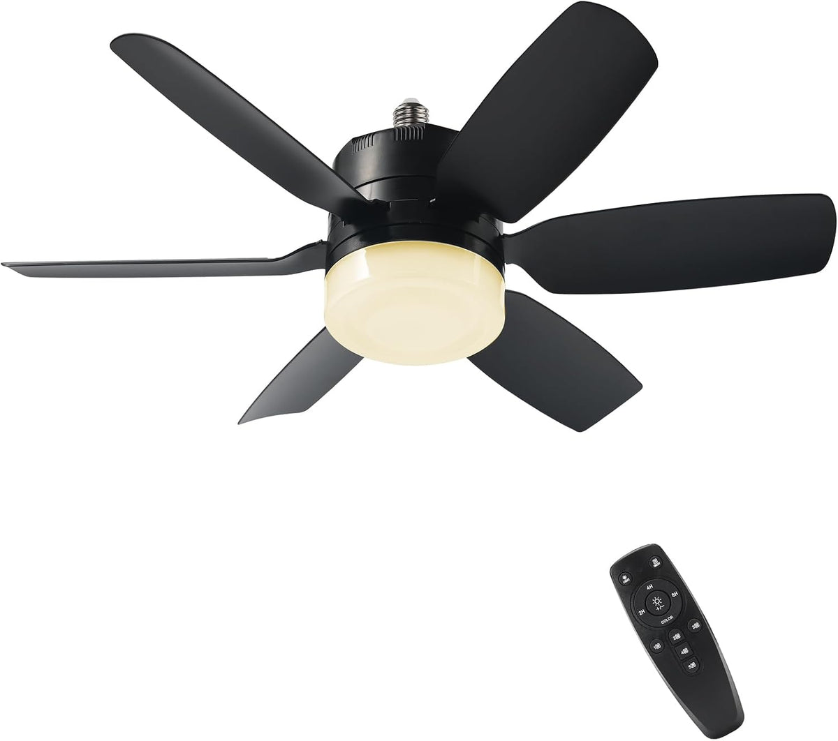 Ventilador de Techo con Luz Fanspex 20.5" – 5 Velocidades, Luz 3 Colores, Temporizador 8 Horas | Para Interiores | Color Negro