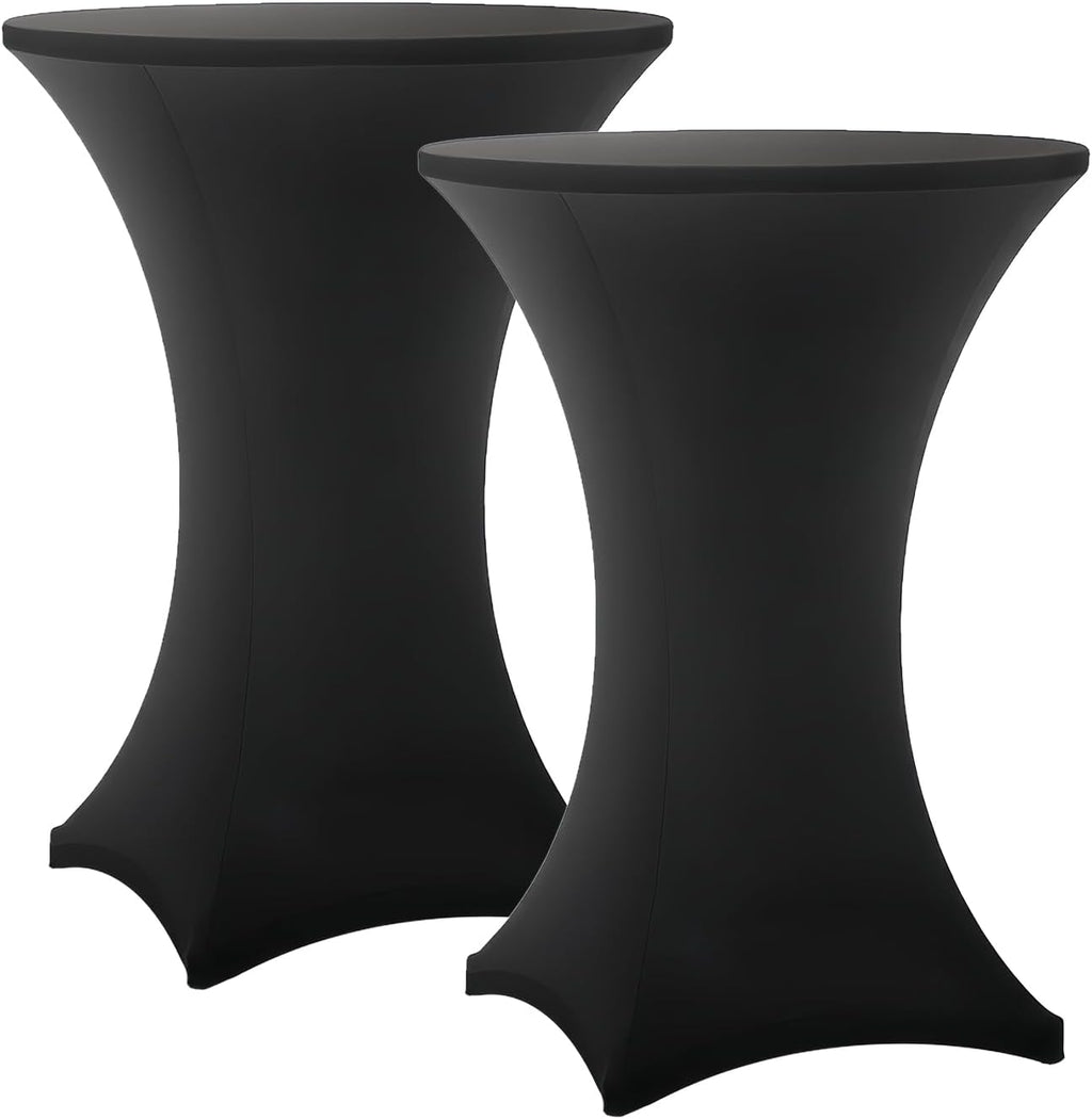 Manteles Lemict para Mesa de Cóctel Spandex Negro Ajustado 81x109 cm – Pack de 2, Para Fiestas y Banquetes