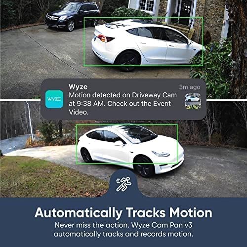 WYZE Cam Pan v3 IP65 1080P 360° Pan/Tilt/Zoom WiFi Cámara de seguridad inteligente para el hogar, seguimiento de movimiento para bebé/mascota, visión nocturna a color, funciona con Alexa y Google Assistant, configuración gratuita de expertos