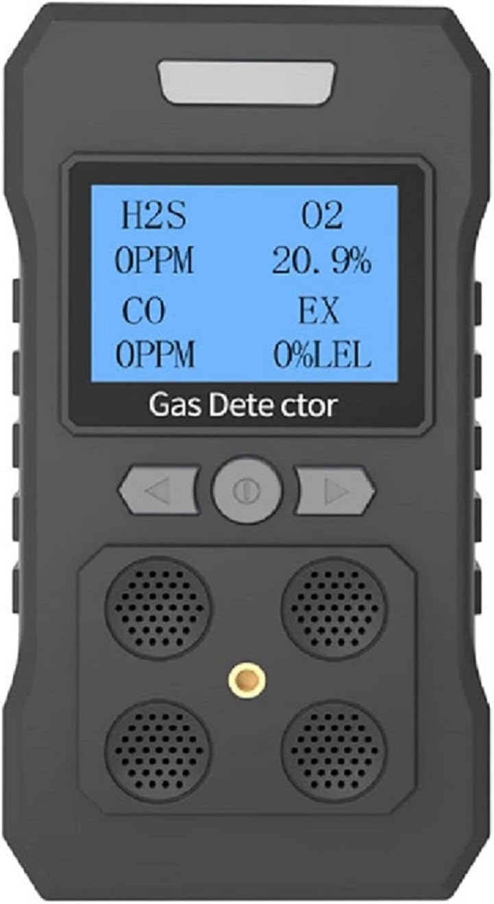 HAOKESITE 4 Gas Monitor Rechargeable Portable Gas Detector H2S O2 CO and LEL Multi Gas Monitor Professional Gas Sniffer with LCD Display Sound Light Vibration Alarm Mode.