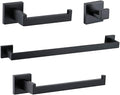 TURS Juego de 4 accesorios de baño de color negro mate de 16 pulgadas, montaje en pared, acero inoxidable de alta calidad.