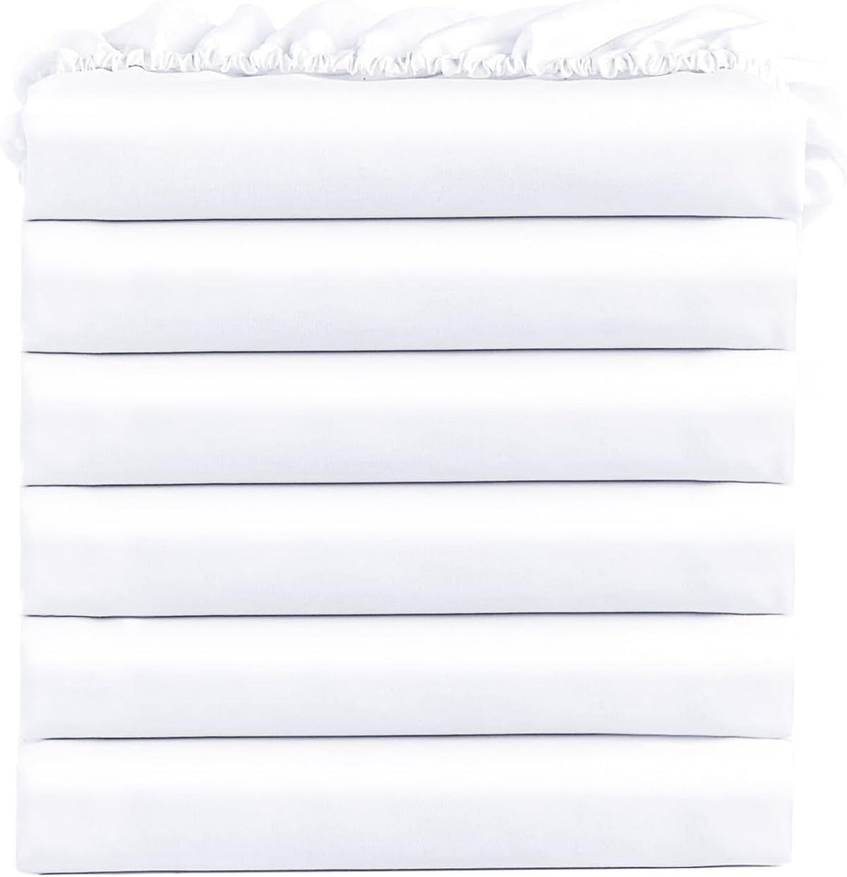 Sábanas Bajeras FreshCulture Twin Pack 6 – Microfibra Suave, Bolsillo Profundo, Blancas para Hogar, Hotel y Salón de Belleza