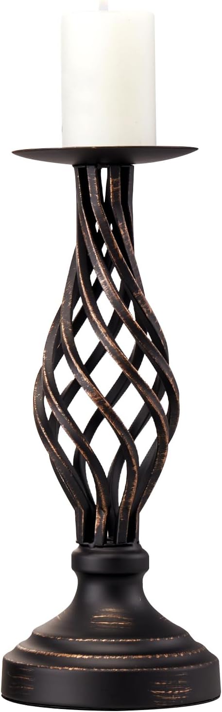 Portavelas KXUNH de latón dorado vintage con base antideslizante - Portavelas para chimenea, fiestas, comedores, hogar y decoración de bodas (tamaño grande)