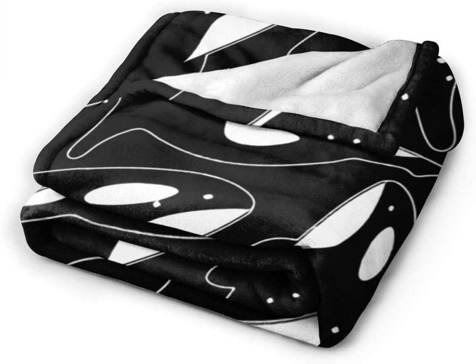 Manta para sofá cama, manta estampada negra con ballena y orca, ligera y supersuave de microfibra, ideal para sofá cama, sala de estar o sillón, apta para adultos y niños, 60" x 50"