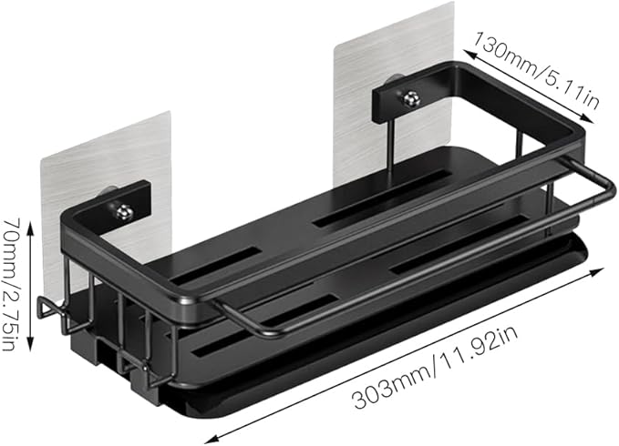 Organizador de Fregadero Cocina, Soporte Estropajo Fregadero Negro con Bandeja Drenaje, Multifuncional Porta de Fregadero sin taladrar para Cocina, Baño