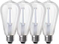 Feit Electric 60-Watt Equivalent ST19 Dimmable Straight Filament Clear Glass E26 Vintage Edison LED Light Bulb, Daylight 5000K - 4 Pack