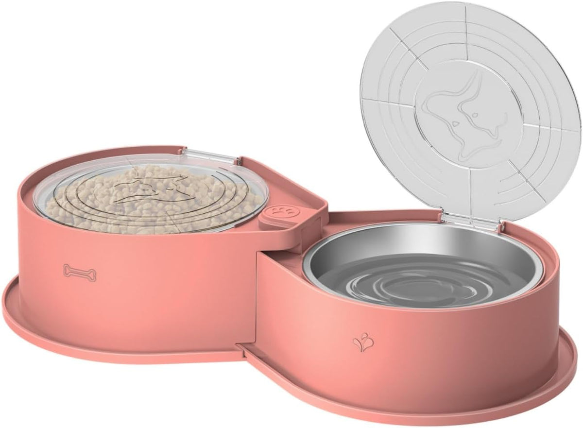 USADO-Newget Set de Tazones de Acero Inoxidable para Perro con Tapa | 304 Metal Doble para Comida y Agua | Comedero de Gran Capacidad Antideslizante | Para Mascotas Pequeñas, Medianas y Grandes