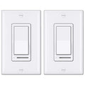 BESTTEN Interruptor Atenuador de Luz, Paquete de 2, Control Universal, Polo Simple o 3 Vias, Compatible con LED Regulable, CFL, Incandescente y Halogeno, Placa Incluida, UL, Blanco