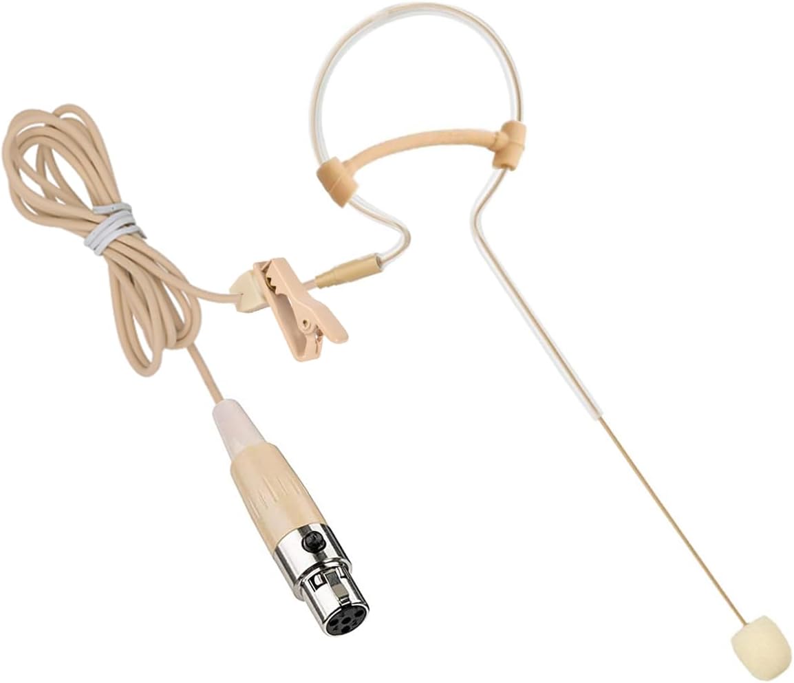 Micrófono de Diadema Gancho para Oído Único XGWTH Micrófono Condensador Omnidireccional Montado sobre la Cabeza Compatible con Sistema de Transmisor de Mochila Inalámbrica Shure con Conector Mini XLR 4 Clavijas TA4F
