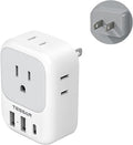Adaptador de Enchufe TESSAN 2 a 3 Clavijas — 4 Tomas, 3 Puertos USB (1 USB-C), Para Viajes EE.UU. a Japón