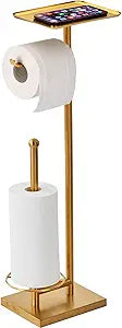 Porta Papel Higiénico Sfemn Gold con Bandeja Superior | Base Pesada Antivuelco