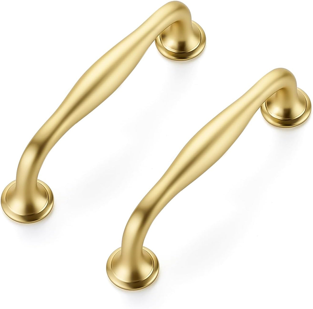 Manijas para Gabinete Ravinte – Latón Cepillado 9.5cm, Aleación de Zinc Sólida (5 Paquetes)