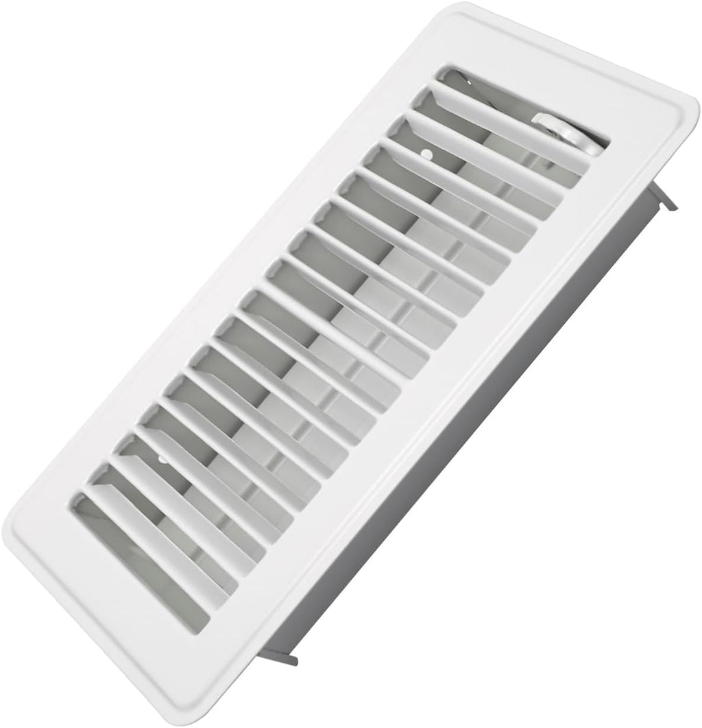 Howeall 4" x 8" Floor Register - Heavy Duty Steel Walkable Floor Vents - Easy Adjust Air Supply Lever - Vent Covers for Home (White)