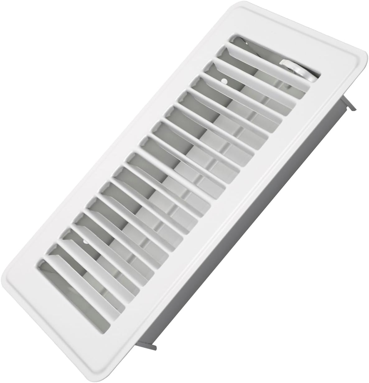 Howeall 4" x 8" Floor Register - Heavy Duty Steel Walkable Floor Vents - Easy Adjust Air Supply Lever - Vent Covers for Home (White)