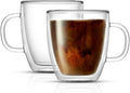 JoyJolt Savor Set de 2 Vasos de Vidrio Doble Pared 399ml | Tazas de Cafe Termicas Aisladas