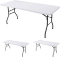 Enjoyidea Mantel Ajustable para Mesas de 8 Pies | Pack de 2 Blanco Elastico | Spandex Elastico para Mesas Plegables Rectangulares | Camping y Banquetes