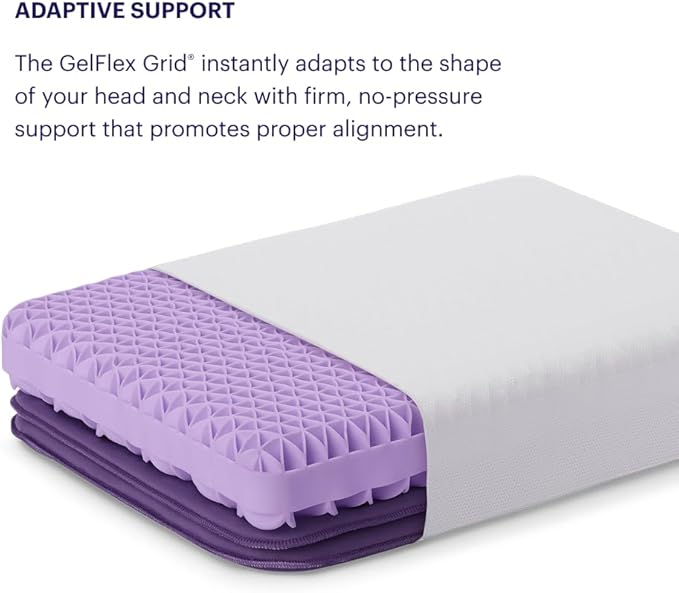 Purple Almohada - Rejilla GelFlex, soporte ergonómico de enfriamiento para personas que duermen de lado, espalda, boca abajo