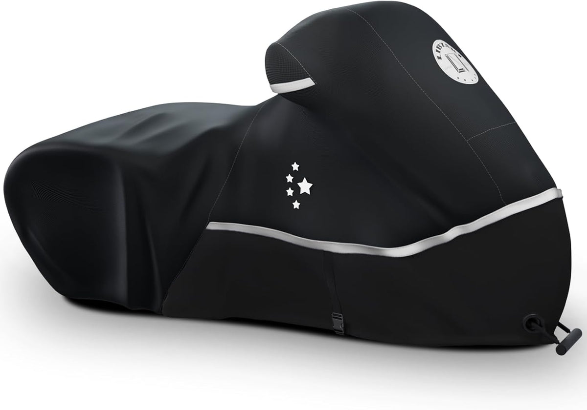Funda para motocicleta LI LIBZAKI 420D resistente, universal, impermeable, para todo tipo de clima, protección exterior, 96" XXL, funda para vehículo/Negro
