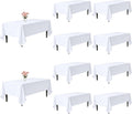 Paquete de 10 manteles blancos rectangulares de 60 x 102 pulgadas para mesas de 6 pies, resistentes a las arrugas, lavables, de tela de poliéster, ideales para fiestas, banquetes, bodas y buffets.