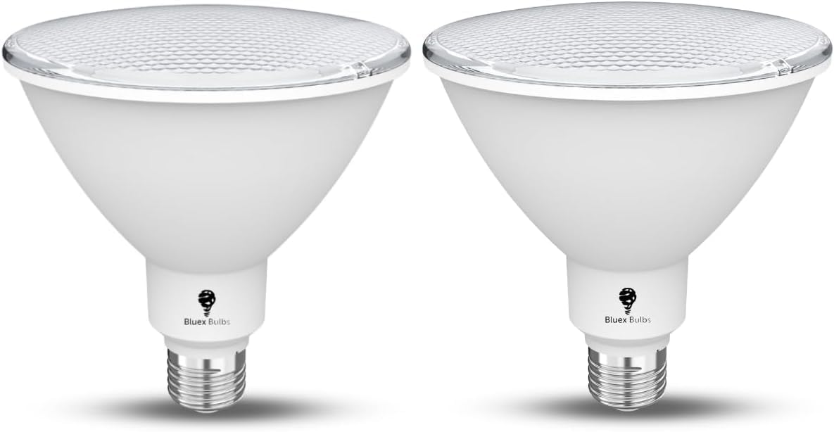 UN BOMBILLO NO ENCIENDE-Bombillo LED de Alta Potencia para Exterior PAR38, 20W, Equivalente a 250W, 2800 Lumenes, Regulable, Reflector Impermeable E26, 4000K Blanco Frio, Paquete de 2
