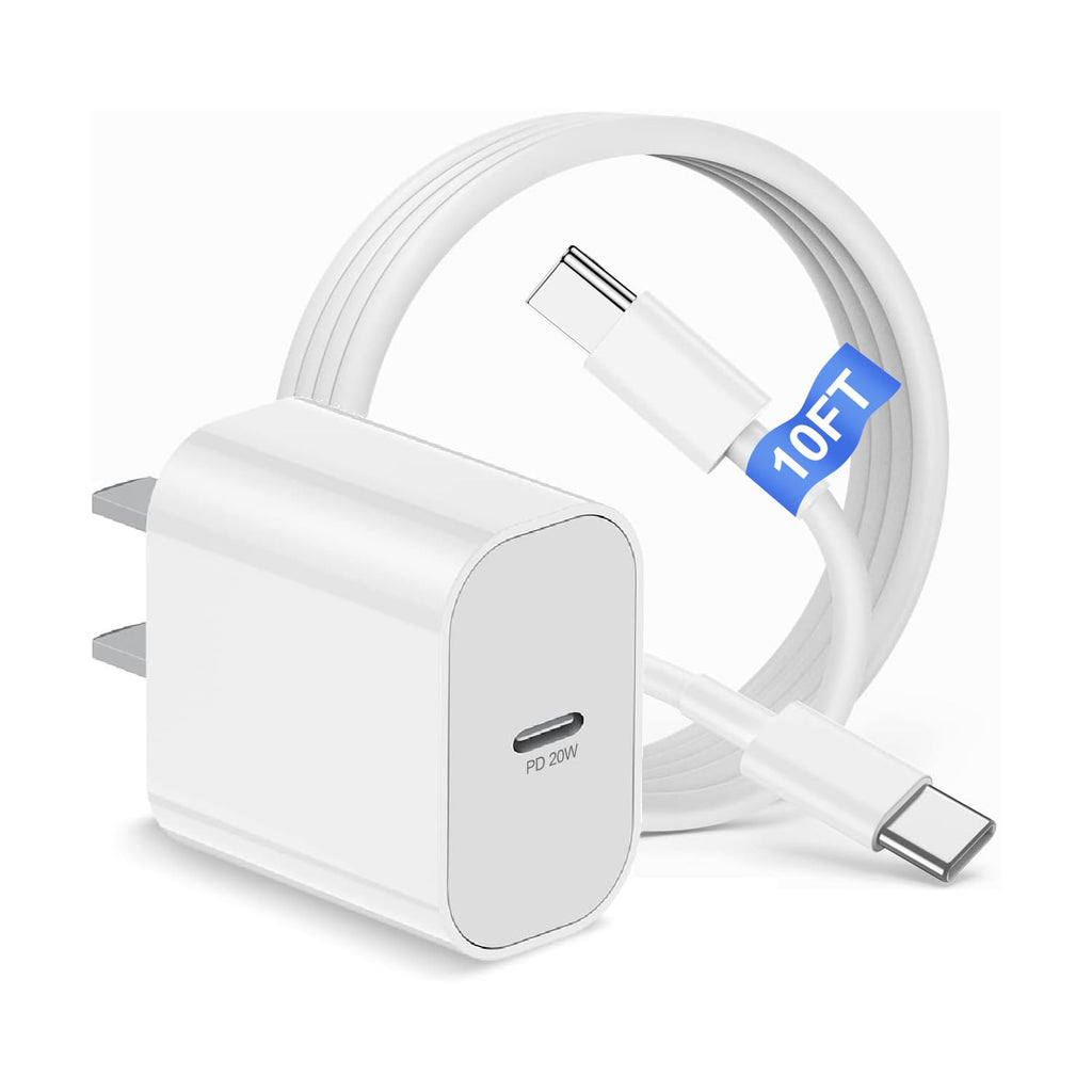 Bloque Cargador iPhone 17 16 15 y Cable USB C a C 3 m Largo Enchufe Carga Rápida 20W USB C para Apple iPhone 17 Pro Max 17 Air 16 Pro Max 16 Plus 15 Pro 15 AirPods iPad Mini Cubo Pared