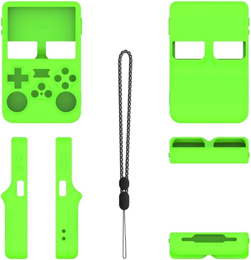 Funda protectora de silicona para ANBERNIC R36S, funda de silicona con cordón negro, cubierta protectora, accesorios para consola de juegos portátil (verde)